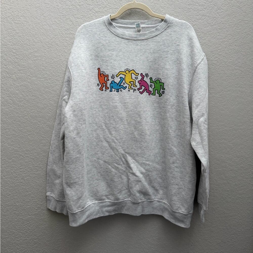 Vintage Keith Haring Graphic Crewneck Sweatshirt XL 90s Pop Art Streetwear
